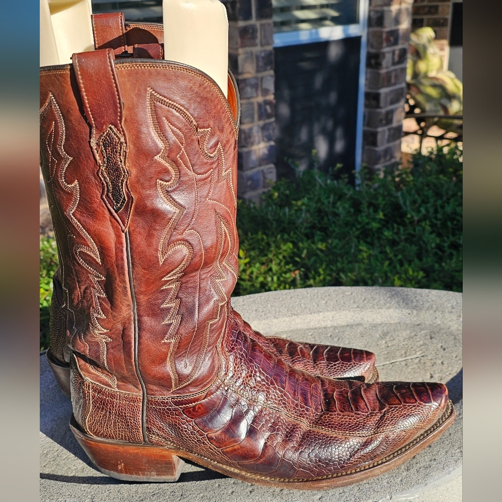 Men's Lucchese Ostrich Leg Western Boots 11.5D - Picture 3 of 9